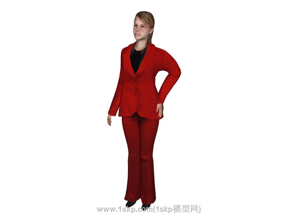 商务西服女人SU模型
