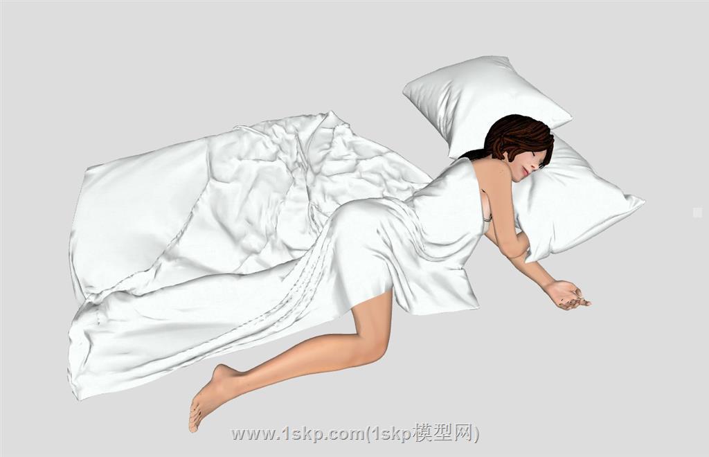 睡觉姿势人物SU模型