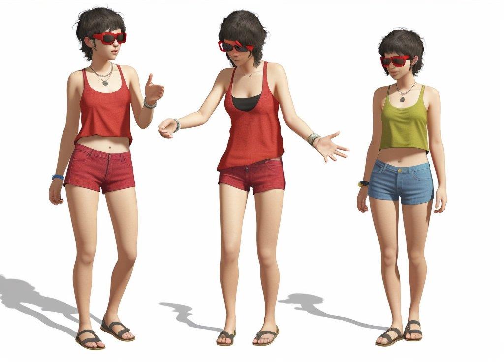 夏季少女人物美女SU模型