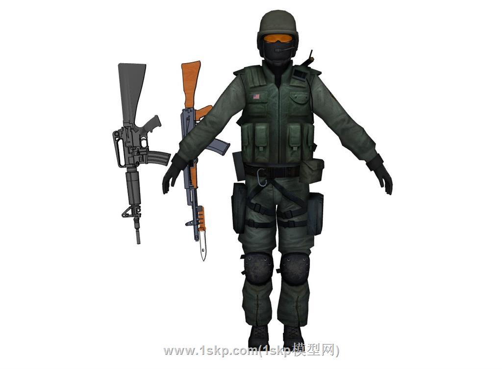 美国士兵人物SU模型