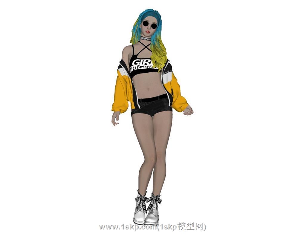 染发女孩美女人物SU模型