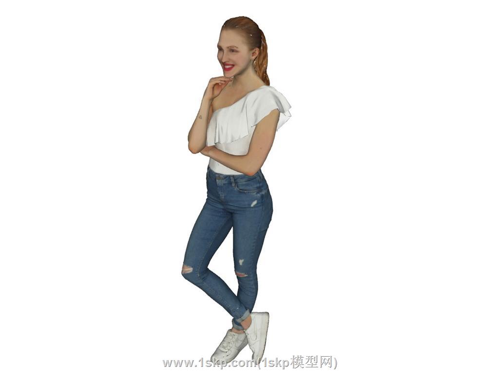 外国美女站立人物SU模型