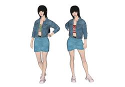 牛仔外套女孩人物SU模型
