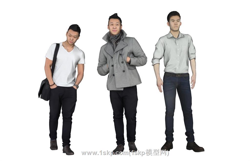 中国人帅哥男人SU模型