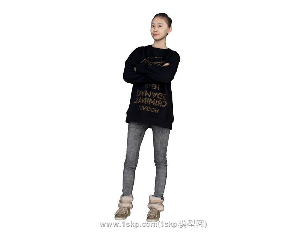 站姿人物女人SU模型