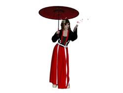 打伞古装女人SU模型
