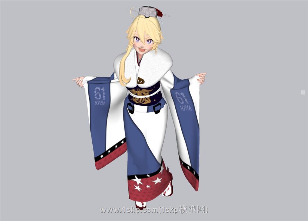动漫卡通日本和服女人SU模型