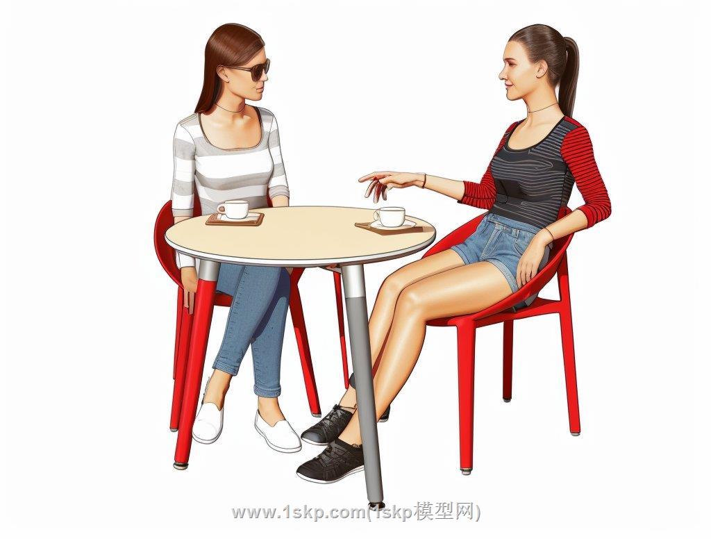 坐姿聊天美女人物