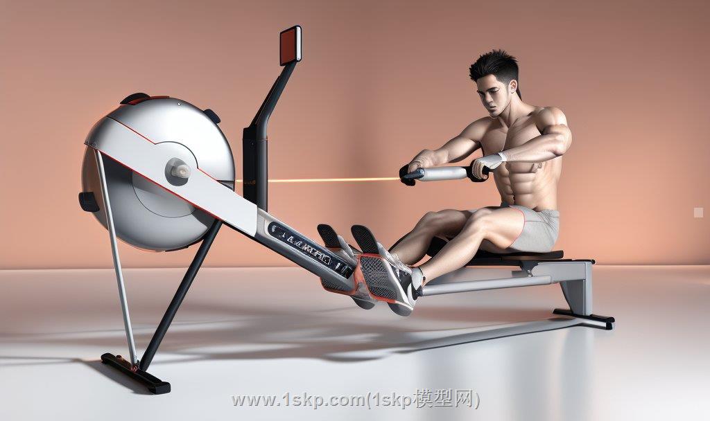 赛艇机划船机健身男人