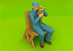 看书的老爷爷人物 免费sketchup模型下载