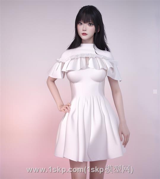 白色连衣裙美女