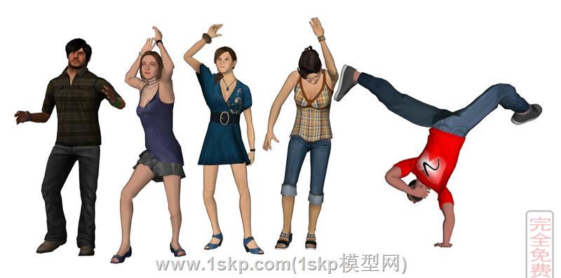 街舞广场舞跳舞多人人物