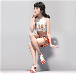 坐姿少女人物