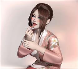化妆美女涂口红人物