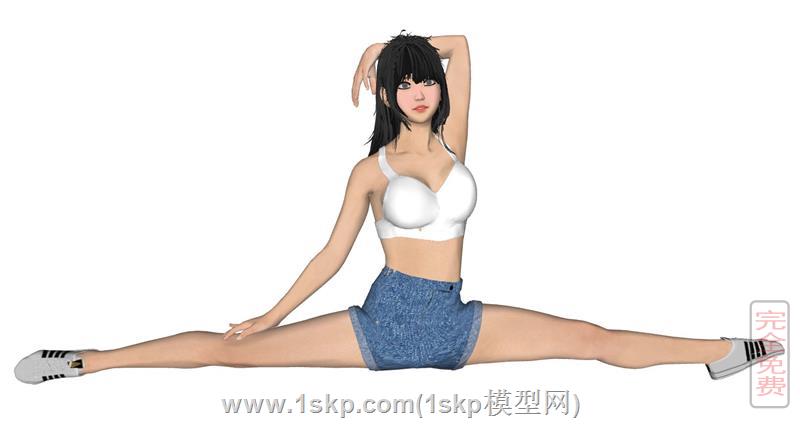 运动健美劈叉的美女