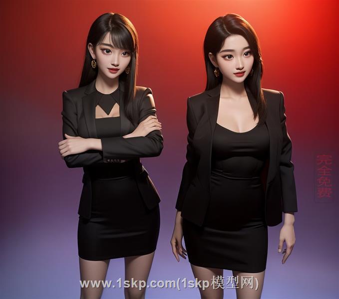 抱手的美女人物