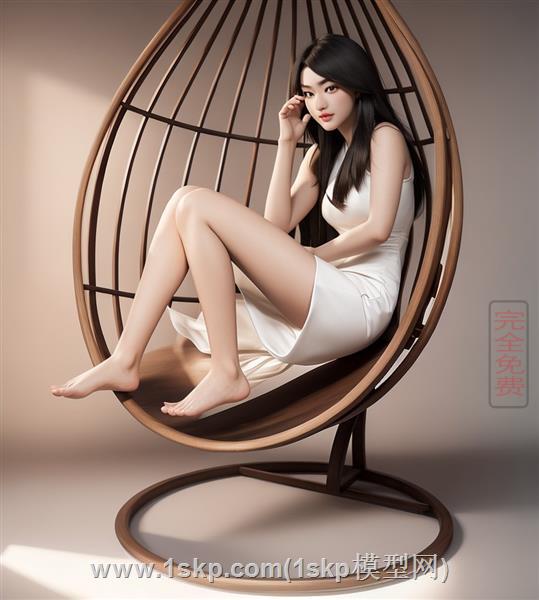 坐在吊椅上的美女