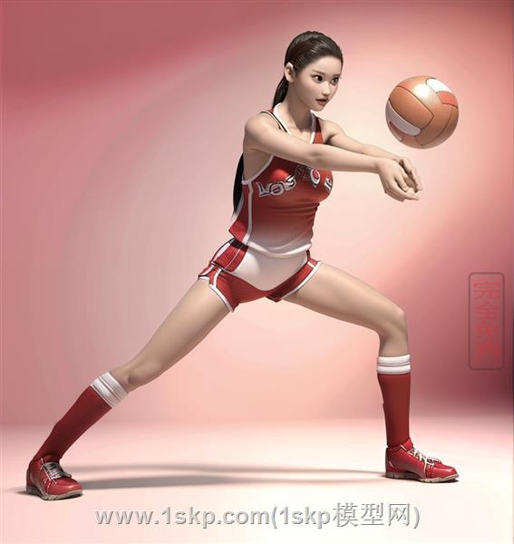 打排球的女运动员人物