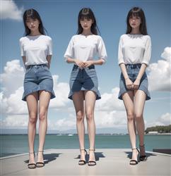 牛仔裙羞涩的美女