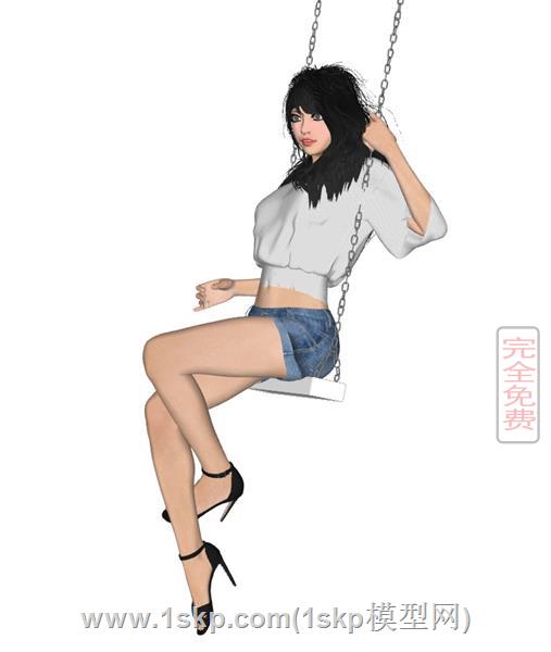坐着秋千的美女