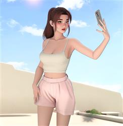 手机自拍的美女