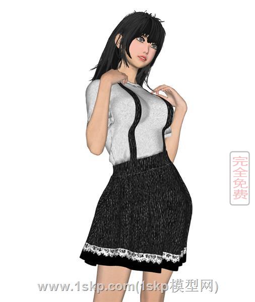 背带裙女生人物