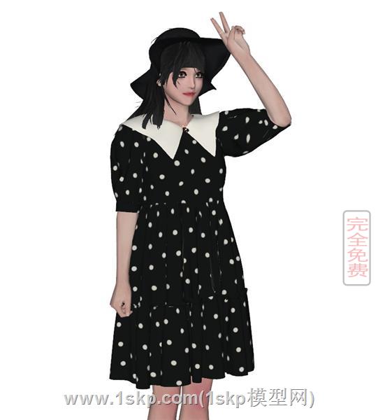 剪刀手美女打卡人物