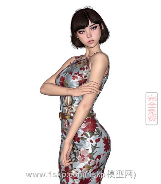 无袖旗袍的美女