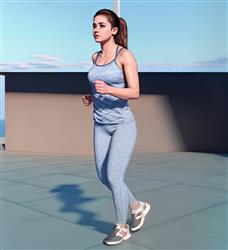 跑步运动的慢跑女人