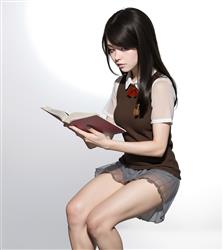 坐姿看书女生