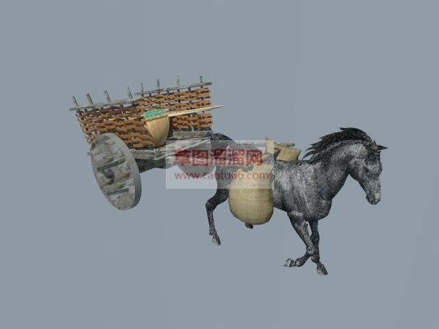 古代马车草图SU模型
