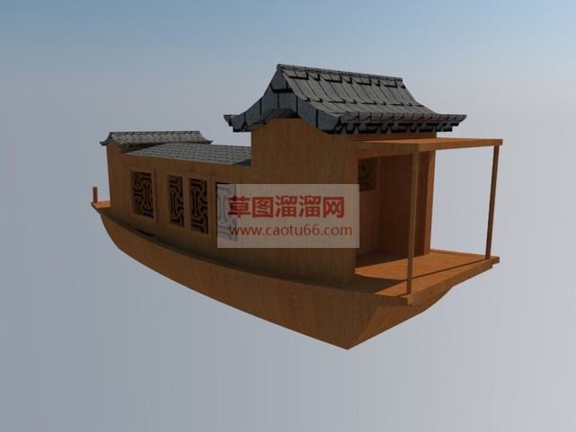 中式木筏船乌SU模型