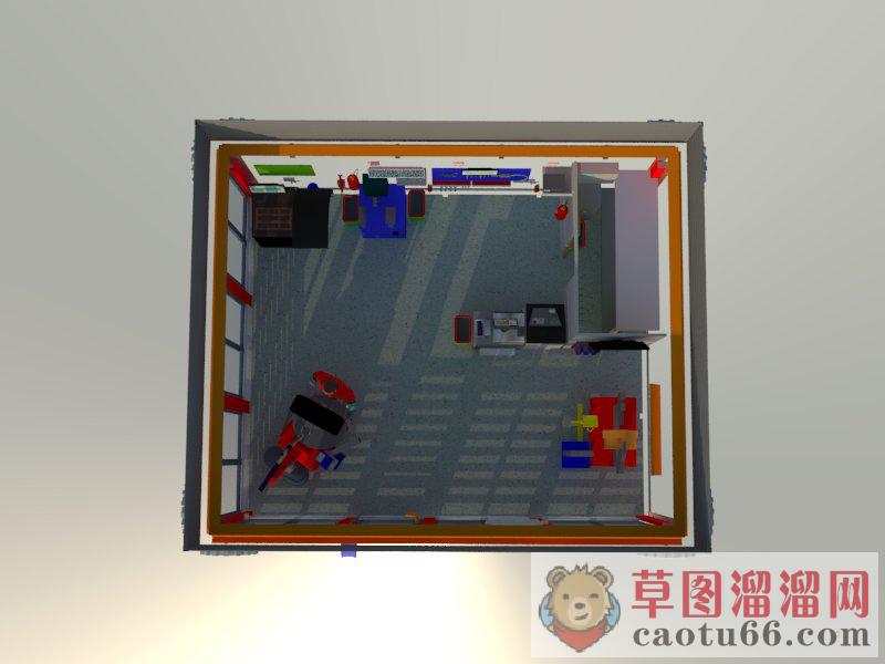汽车美容店维修店轮胎SU模型