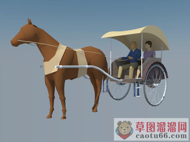 欧式双人马车SU模型