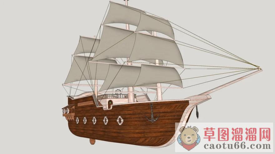 海盗船摆件SU模型