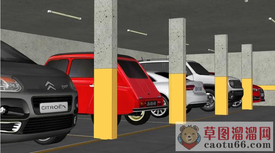 地下车库停车场SU模型