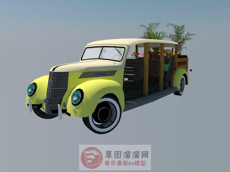 园丁车装饰植物SU模型