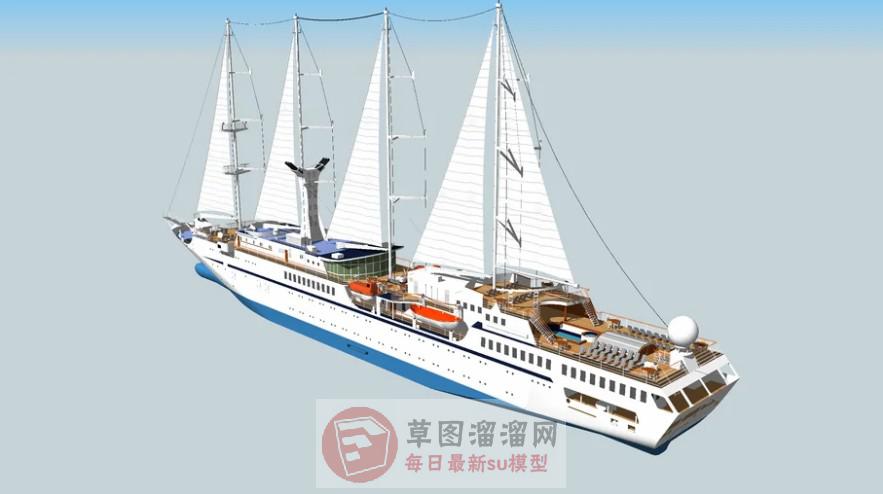 游轮帆船SU模型