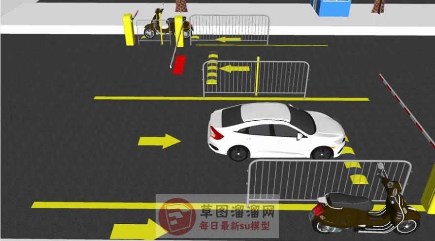 减速带道闸汽车SU模型