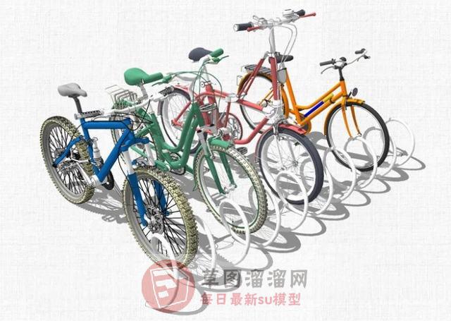 自行车单车停车架SU模型