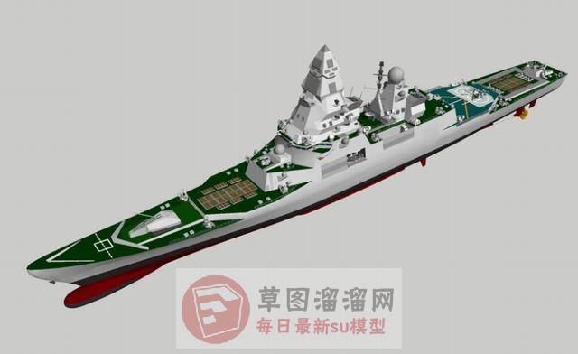 军舰驱逐舰船SU模型