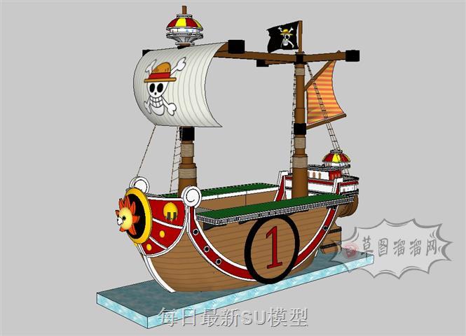海盗船游乐船SU模型