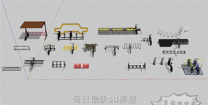 自行车停车架SU模型