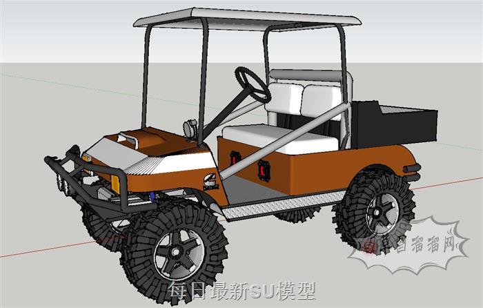 高尔夫车观光车游客车SU模型