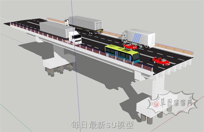 高架桥桥梁路面SU模型