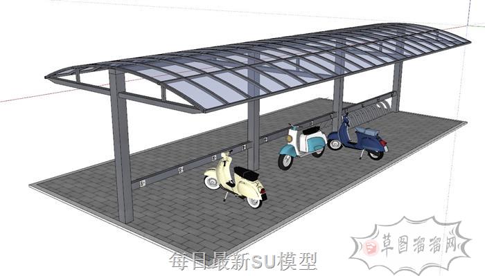 电动车停车棚SU模型