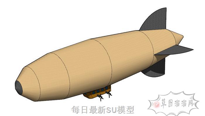 空中飞艇热气球SU模型