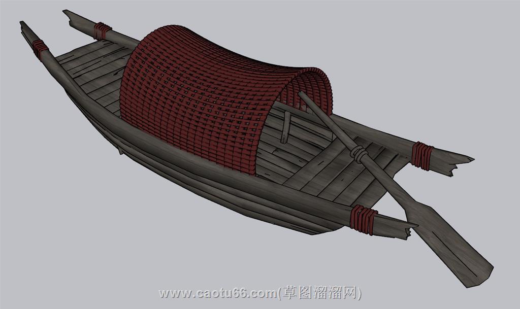 一叶扁舟小船木筏SU模型