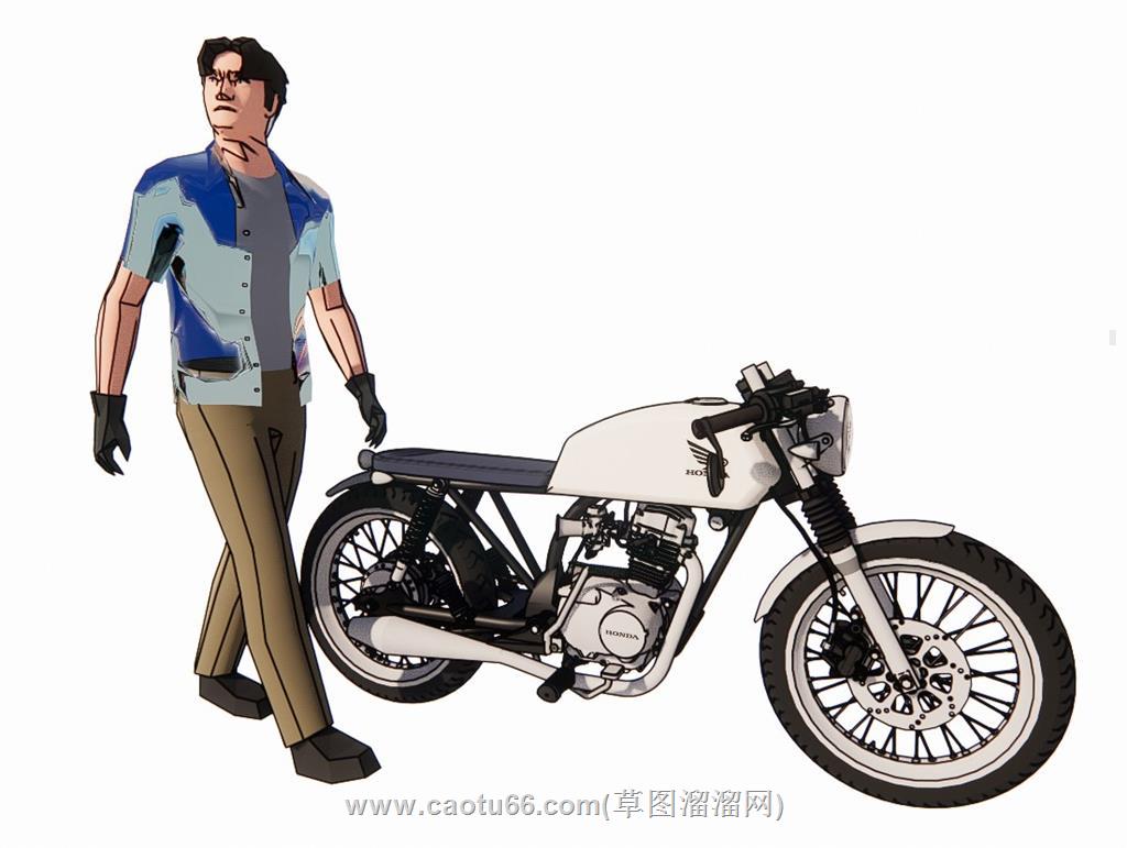 摩托车男人SU模型