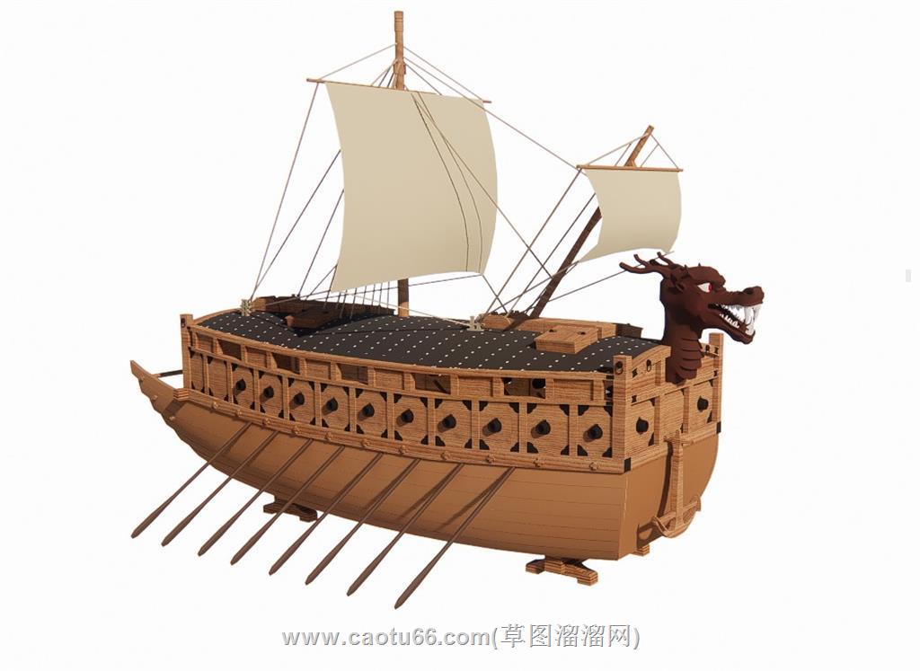 帆船赛龙舟龙头SU模型